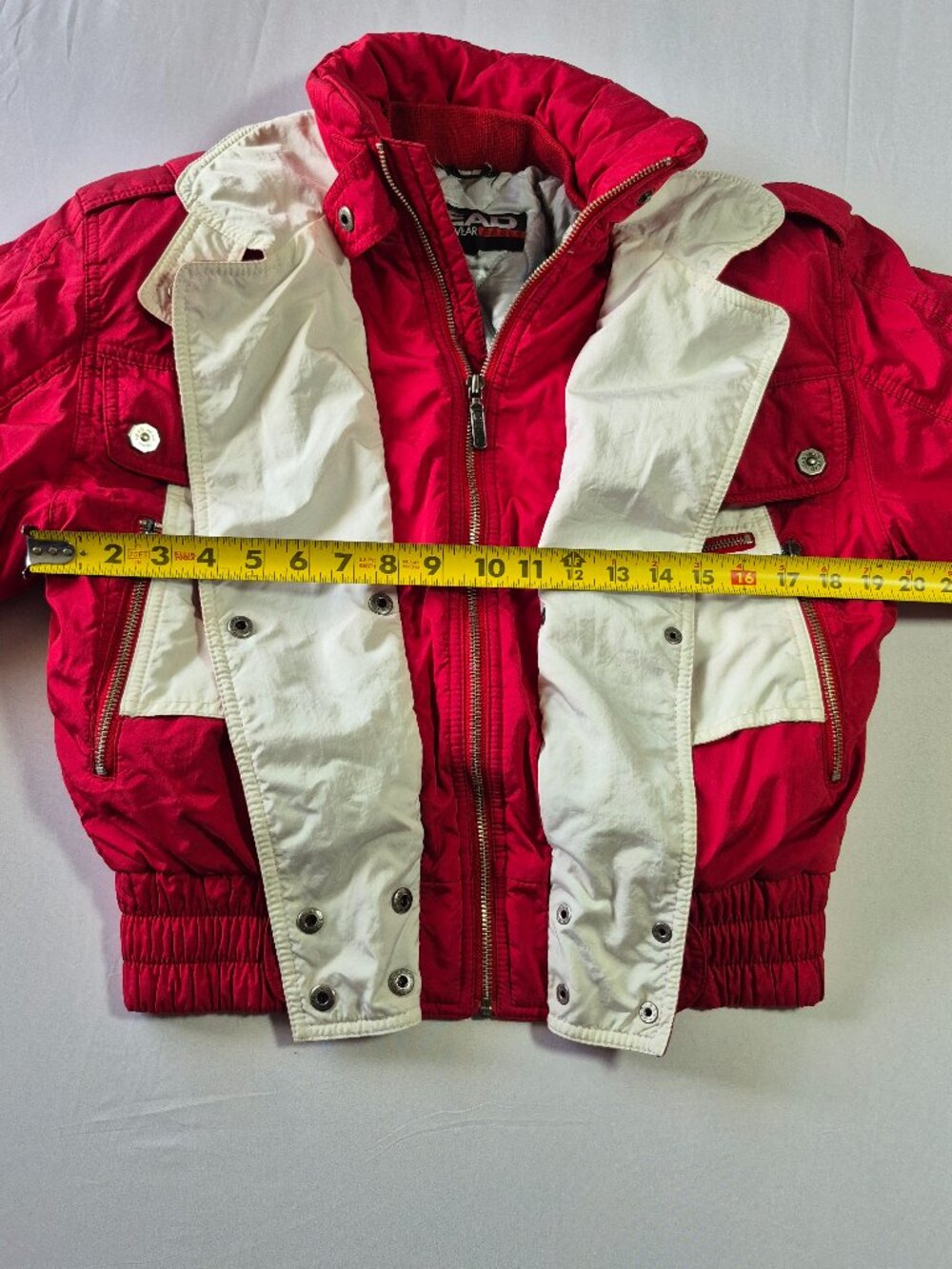 Vintage HEAD Sportswear Red White SKi Jacket Ladies 4 Made Hong Kong Retro Coat - Picture 8 of 11